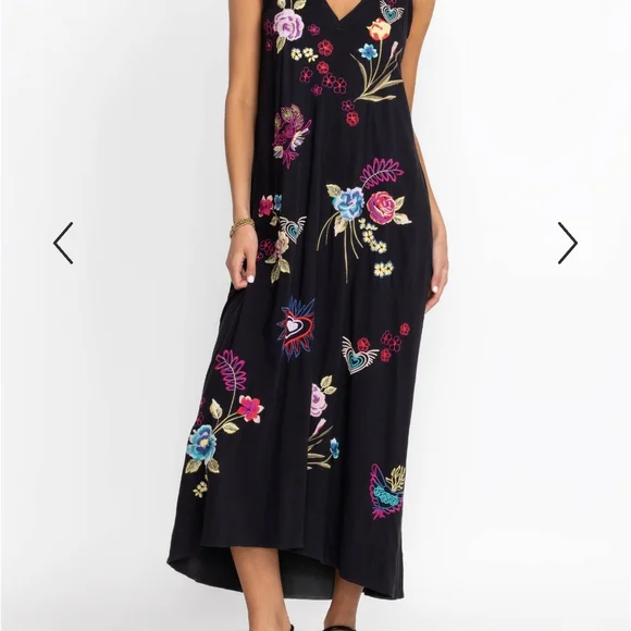Johnny Was Vibrant Floral Embroidered Maxi Dress - Picture 1 of 8
